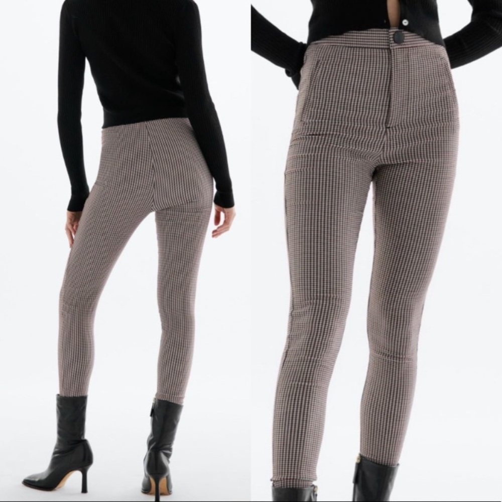 ZARA Houndstooth High Waisted Skinny Ankle Pants - Size XL